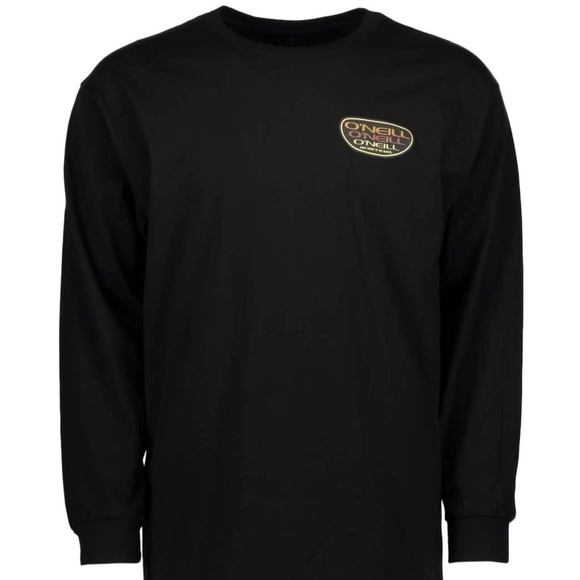O'Neill Black Tee t-shirt Graphic Long Sleeve Pullover Top 100% Cotton - Picture 2 of 8